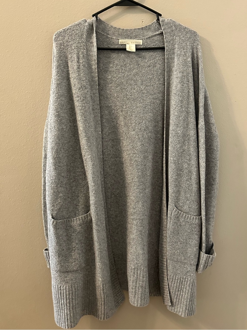 Kaisely Light Heather Gray Open-Front Pocket Cardigan